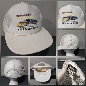 VTG 90s Daytona Beach NASCAR Racing 1999 Trucker Mesh Snapback Hat Cap